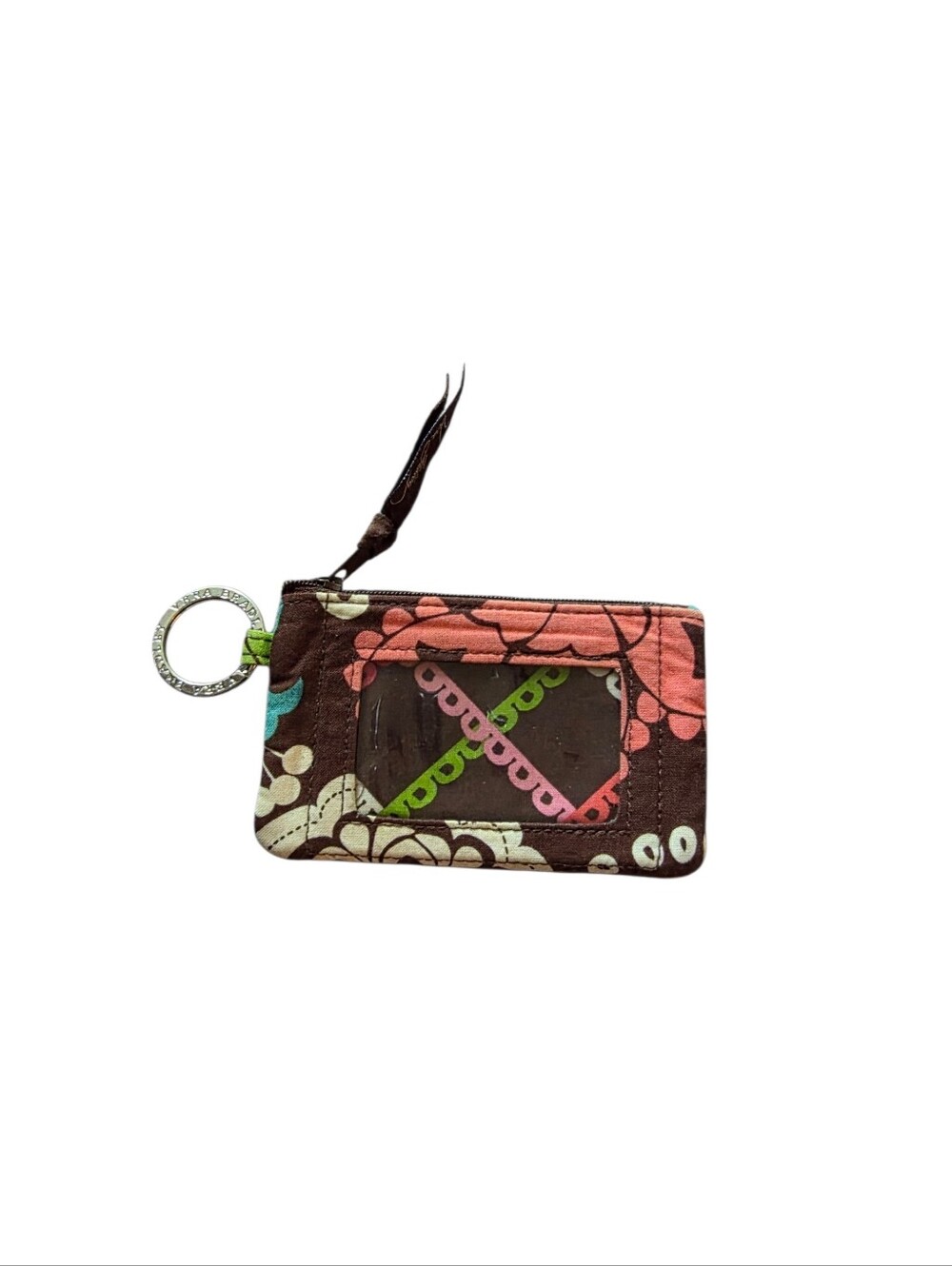 Vera Bradley Zip ID Case Coin Purse pink and brown